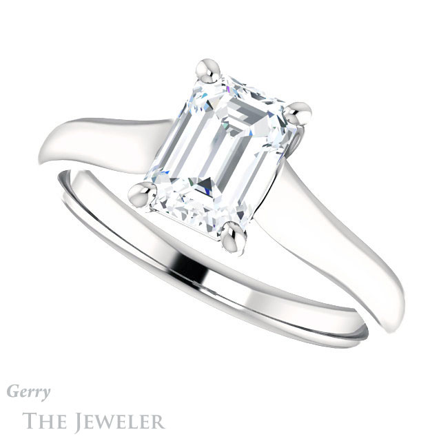Emerald Cut Forever One Moissanite Engagement Ring #GTJ947-emerald-fb-w 5 Emerald Cut Forever Brilliant Moissanite Engagement Ring #GTJ947-emerald-fb-w