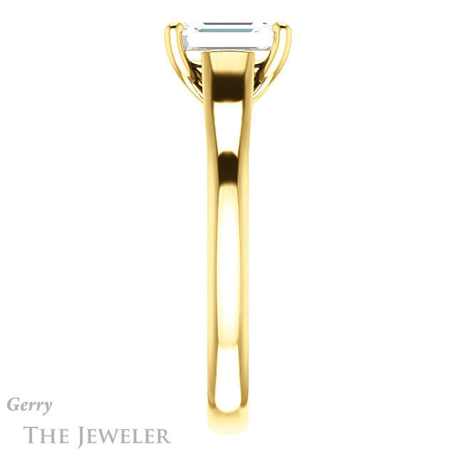 Emerald Cut Forever One Moissanite Engagement Ring #GTJ947-emerald-fb-y 3 Emerald Cut Forever Brilliant Moissanite Engagement Ring #GTJ947-emerald-fb-y