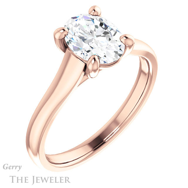 Oval Shaped Forever One Moissanite Engagement Ring #GTJ947-oval-fo-r