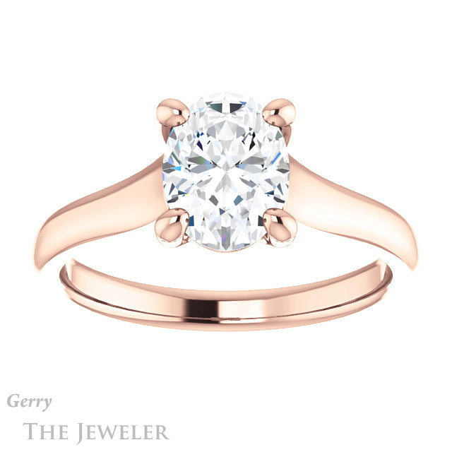 Oval Shaped Forever One Moissanite Engagement Ring #GTJ947-oval-fo-r