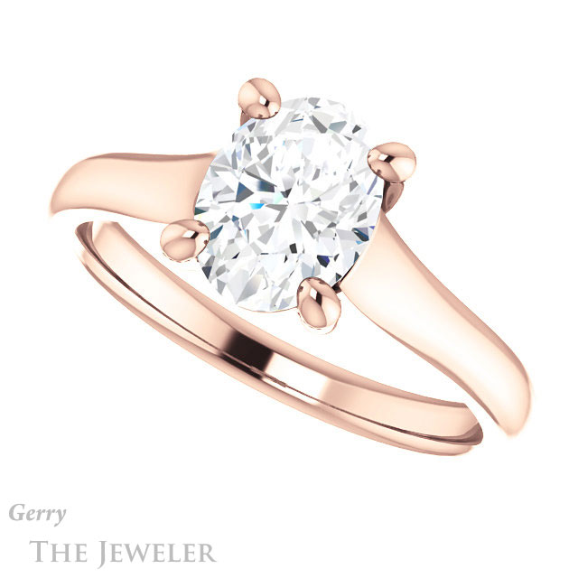 Oval Shaped Forever One Moissanite Engagement Ring #GTJ947-oval-fo-r