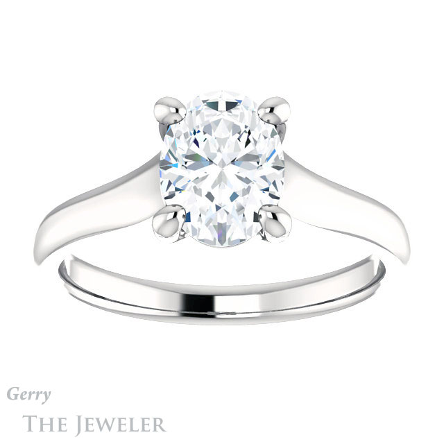 Oval Shaped Forever One Moissanite Engagement Ring #GTJ947-oval-fo-w