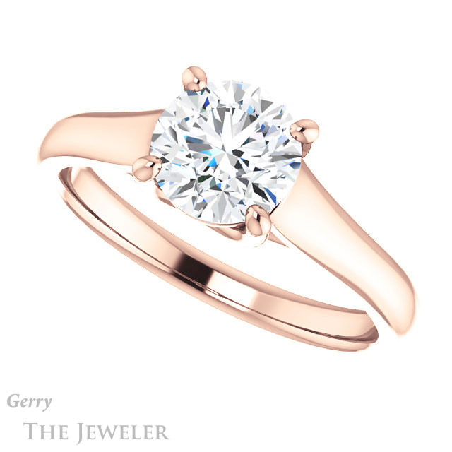 Round Cut Forever One Moissanite Engagement Ring #GTJ947-round-fo-r 5 Round Cut Forever One Moissanite Engagement Ring #GTJ947-round-fo-r
