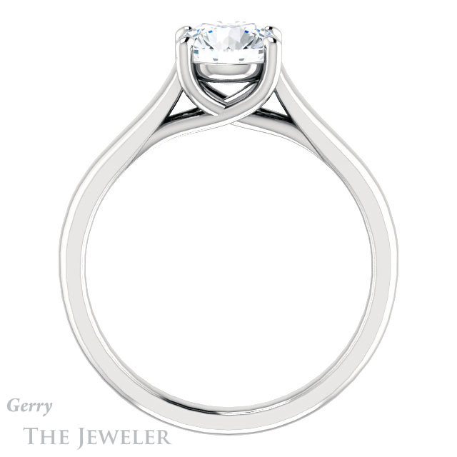 Round Cut Forever One Moissanite Engagement Ring #GTJ947-round-fo-w