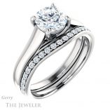 Round Cut Forever One Moissanite Engagement Ring #GTJ947-round-fo-w