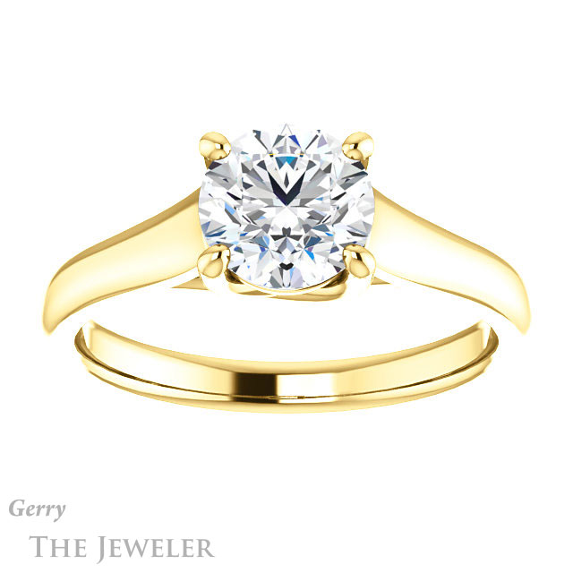 Round Cut Forever One Moissanite Engagement Ring #GTJ947-round-fo-y
