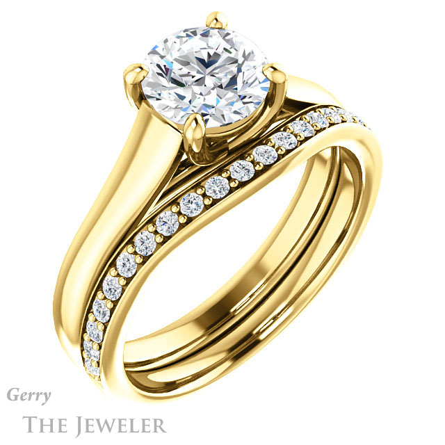 Round Cut Forever One Moissanite Engagement Ring #GTJ947-round-fo-y 6 Round Cut Forever One Moissanite Engagement Ring #GTJ947-round-fo-y