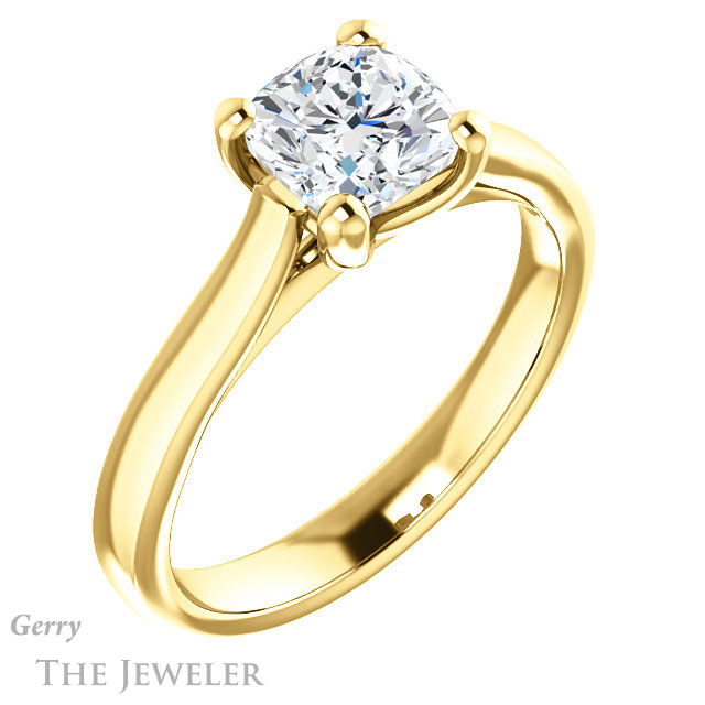 Cushion Cut Forever One Moissanite Engagement Ring #GTJ948-cushion-fo-y 4 Cushion Cut Forever One Moissanite Engagement Ring #GTJ948-cushion-fo-y