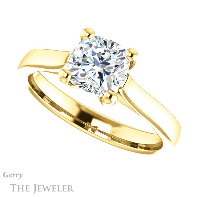 Cushion Cut Forever One Moissanite Engagement Ring #GTJ948-cushion-fo-y 5 Cushion Cut Forever One Moissanite Engagement Ring #GTJ948-cushion-fo-y