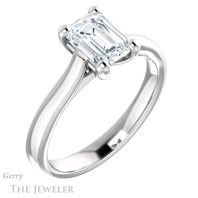 Emerald Cut Forever One Moissanite Engagement Ring #GTJ948-emerald-fb-w 4 Emerald Cut Forever Brilliant Moissanite Engagement Ring #GTJ948-emerald-fb-w