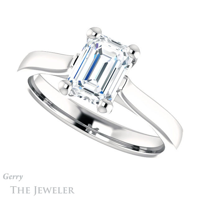 Emerald Cut Forever One Moissanite Engagement Ring #GTJ948-emerald-fb-w 5 Emerald Cut Forever Brilliant Moissanite Engagement Ring #GTJ948-emerald-fb-w