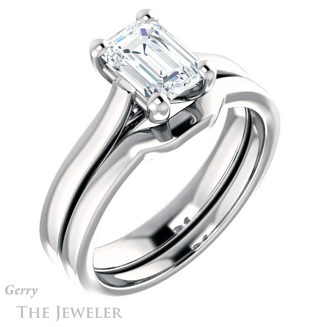 Emerald Cut Forever One Moissanite Engagement Ring #GTJ948-emerald-fb-w 6 Emerald Cut Forever Brilliant Moissanite Engagement Ring #GTJ948-emerald-fb-w