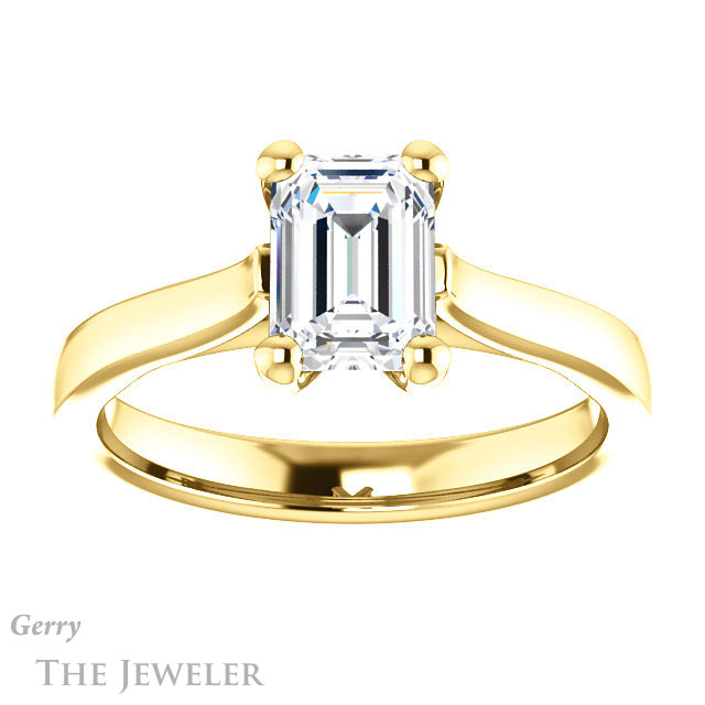 Emerald Cut Forever Brilliant Moissanite Engagement Ring #GTJ948-emerald-fb-y