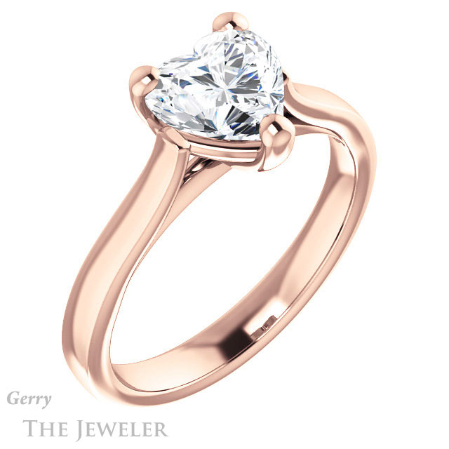Heart Shaped Forever One Moissanite Engagement Ring #GTJ948-heart-fb-r 4 Heart Shaped Forever Brilliant Moissanite Engagement Ring #GTJ948-heart-fb-r