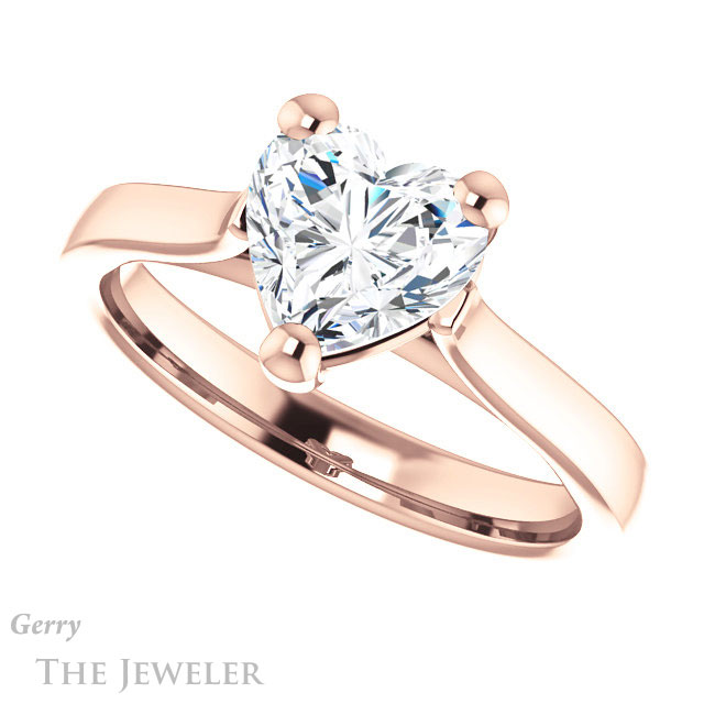 Heart Shaped Forever One Moissanite Engagement Ring #GTJ948-heart-fb-r 5 Heart Shaped Forever Brilliant Moissanite Engagement Ring #GTJ948-heart-fb-r