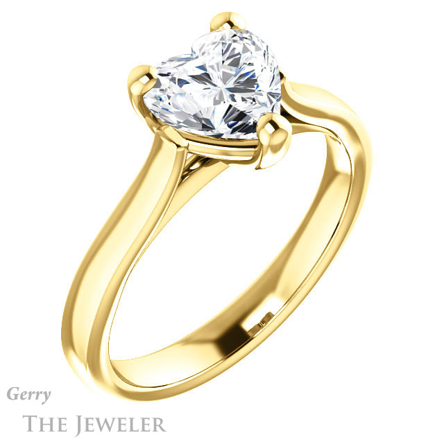 Heart Shaped Forever One Moissanite Engagement Ring #GTJ948-heart-fb-y 4 Heart Shaped Forever Brilliant Moissanite Engagement Ring #GTJ948-heart-fb-y