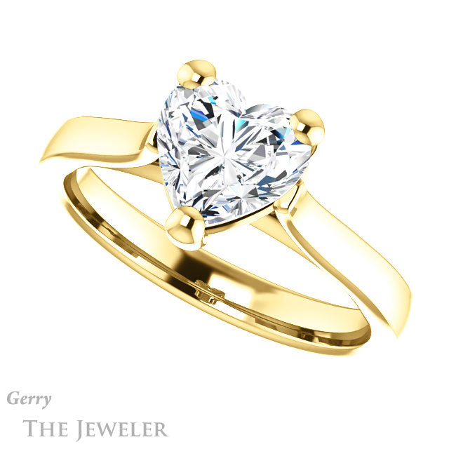 Heart Shaped Forever One Moissanite Engagement Ring #GTJ948-heart-fb-y 5 Heart Shaped Forever Brilliant Moissanite Engagement Ring #GTJ948-heart-fb-y
