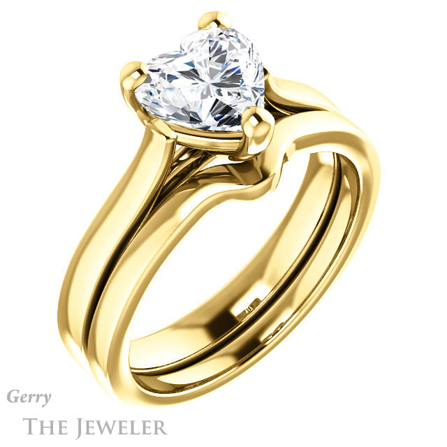 Heart Shaped Forever One Moissanite Engagement Ring #GTJ948-heart-fb-y 6 Heart Shaped Forever Brilliant Moissanite Engagement Ring #GTJ948-heart-fb-y