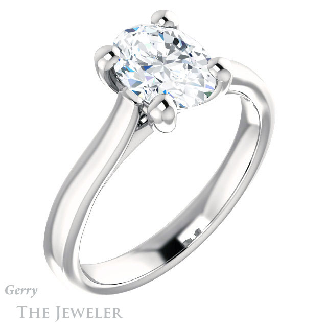 Oval Shaped Forever One Moissanite Engagement Ring #GTJ948-oval-fo-w 4 Oval Shaped Forever One Moissanite Engagement Ring #GTJ948-oval-fo-w