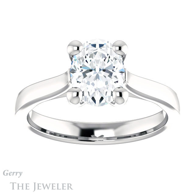 Oval Shaped Forever One Moissanite Engagement Ring #GTJ948-oval-fo-w