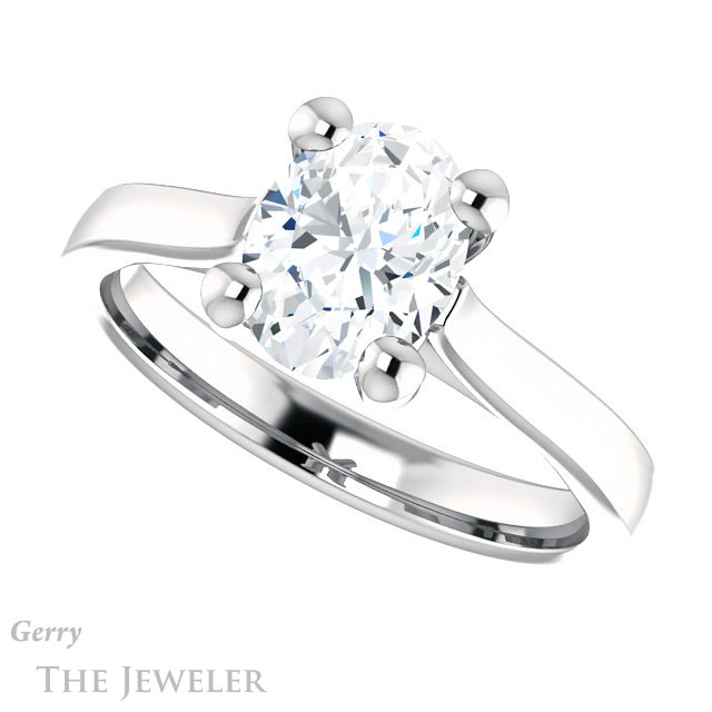 Oval Shaped Forever One Moissanite Engagement Ring #GTJ948-oval-fo-w 5 Oval Shaped Forever One Moissanite Engagement Ring #GTJ948-oval-fo-w