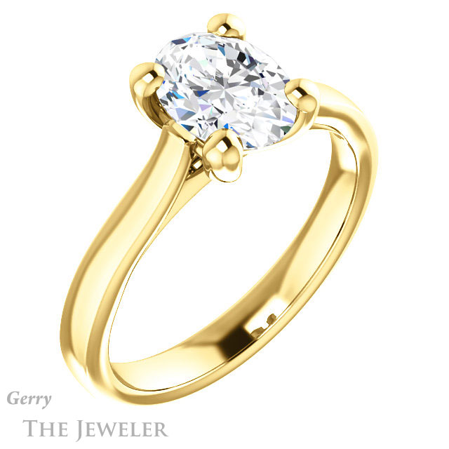 Oval Shaped Forever One Moissanite Engagement Ring #GTJ948-oval-fo-y 4 Oval Shaped Forever One Moissanite Engagement Ring #GTJ948-oval-fo-y