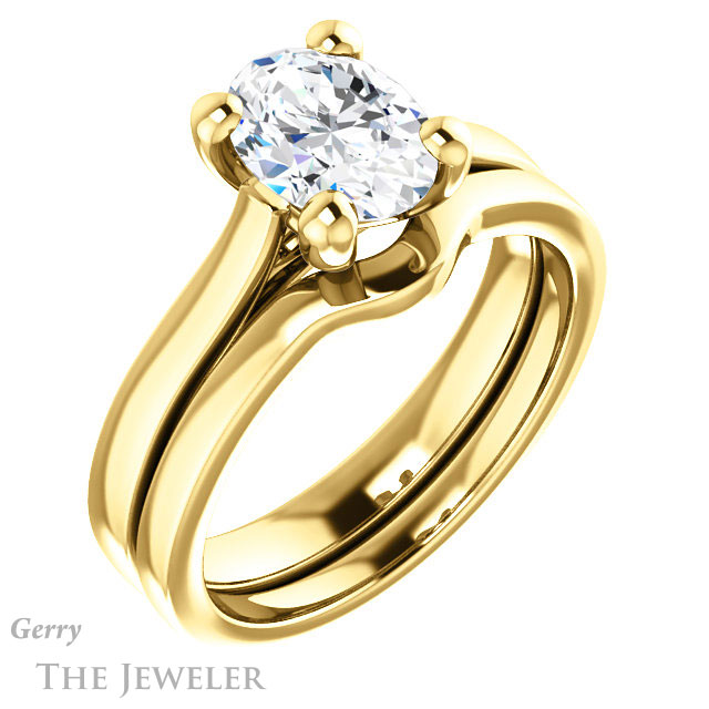 Oval Shaped Forever One Moissanite Engagement Ring #GTJ948-oval-fo-y 6 Oval Shaped Forever One Moissanite Engagement Ring #GTJ948-oval-fo-y