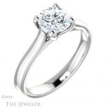 Round Cut Forever One Moissanite Engagement Ring #GTJ948-round-fo-w