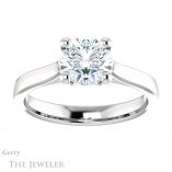 Round Cut Forever One Moissanite Engagement Ring #GTJ948-round-fo-w