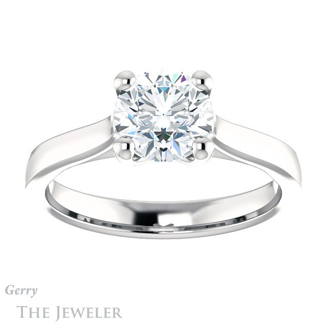 Round Cut Forever One Moissanite Engagement Ring #GTJ948-round-fo-w