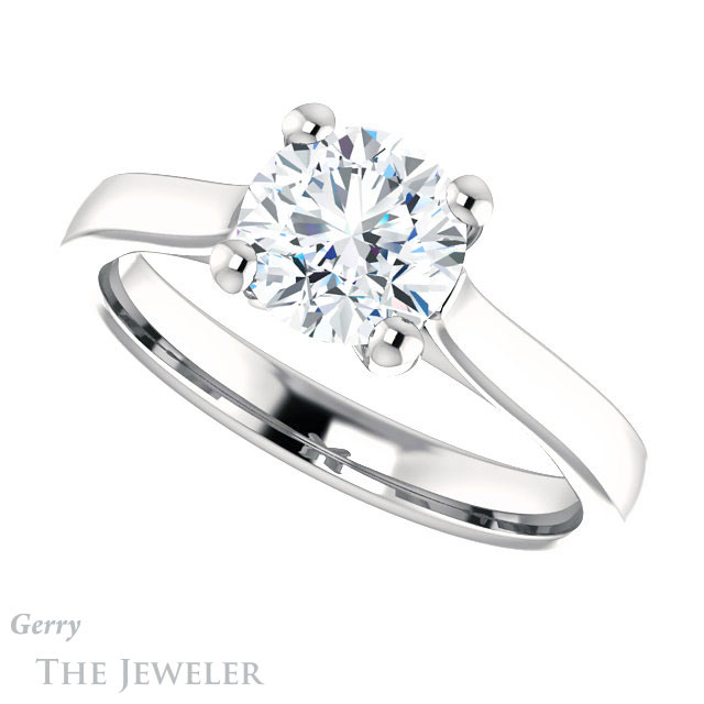 Round Cut Forever One Moissanite Engagement Ring #GTJ948-round-fo-w