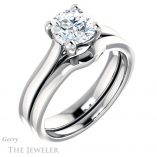 Round Cut Forever One Moissanite Engagement Ring #GTJ948-round-fo-w