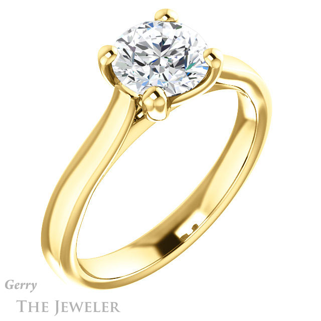 Round Cut Forever One Moissanite Engagement Ring #GTJ948-round-fo-y 4 Round Cut Forever One Moissanite Engagement Ring #GTJ948-round-fo-y