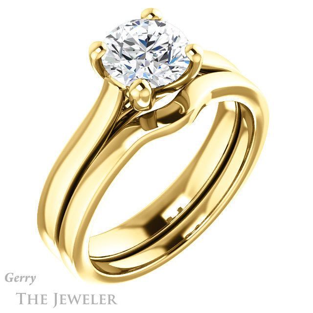 Round Cut Forever One Moissanite Engagement Ring #GTJ948-round-fo-y 6 Round Cut Forever One Moissanite Engagement Ring #GTJ948-round-fo-y