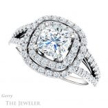 Cushion Cut Forever One Moissanite Engagement Ring #GTJ949-cushion-fo-w