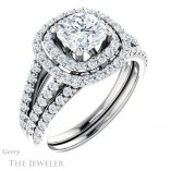 Cushion Cut Forever One Moissanite Engagement Ring #GTJ949-cushion-fo-w