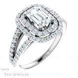 Emerald Cut Forever One Moissanite Engagement Ring #GTJ949-emerald-fb-w 4 Emerald Cut Forever Brilliant Moissanite Engagement Ring #GTJ949-emerald-fb-w