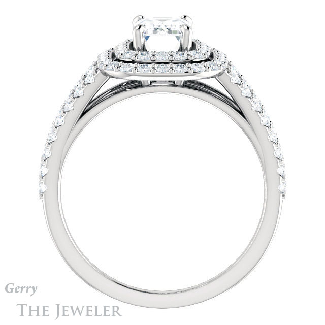 Emerald Cut Forever One Moissanite Engagement Ring #GTJ949-emerald-fb-w 2 Emerald Cut Forever Brilliant Moissanite Engagement Ring #GTJ949-emerald-fb-w