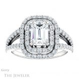 Emerald Cut Forever One Moissanite Engagement Ring #GTJ949-emerald-fb-w 1 Emerald Cut Forever Brilliant Moissanite Engagement Ring #GTJ949-emerald-fb-w