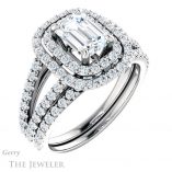 Emerald Cut Forever One Moissanite Engagement Ring #GTJ949-emerald-fb-w 6 Emerald Cut Forever Brilliant Moissanite Engagement Ring #GTJ949-emerald-fb-w