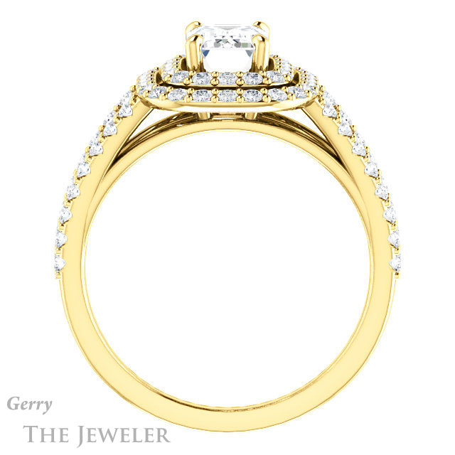 Emerald Cut Forever Brilliant Moissanite Engagement Ring #GTJ949-emerald-fb-y