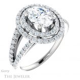 Oval Shaped Forever One Moissanite Engagement Ring #GTJ949-oval-fo-w