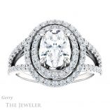 Oval Shaped Forever One Moissanite Engagement Ring #GTJ949-oval-fo-w