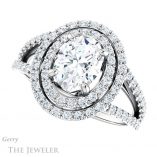 Oval Shaped Forever One Moissanite Engagement Ring #GTJ949-oval-fo-w
