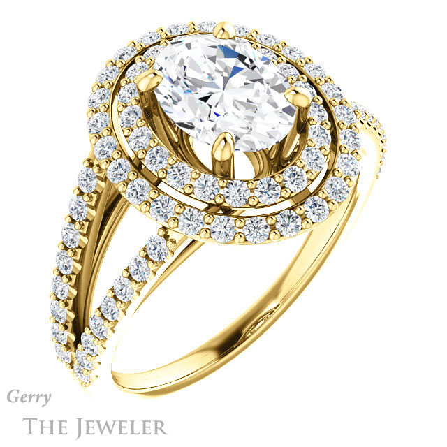 Oval Shaped Forever One Moissanite Engagement Ring #GTJ949-oval-fo-y 4 Oval Shaped Forever One Moissanite Engagement Ring #GTJ949-oval-fo-y