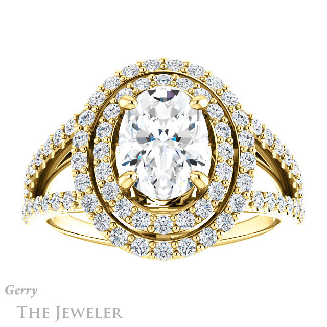 Oval Shaped Forever One Moissanite Engagement Ring #GTJ949-oval-fo-y 1 Oval Shaped Forever One Moissanite Engagement Ring #GTJ949-oval-fo-y