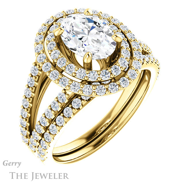 Oval Shaped Forever One Moissanite Engagement Ring #GTJ949-oval-fo-y 6 Oval Shaped Forever One Moissanite Engagement Ring #GTJ949-oval-fo-y