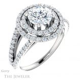 Round Cut Forever One Moissanite Engagement Ring #GTJ949-round-fo-w 4 Round Cut Forever One Moissanite Engagement Ring #GTJ949-round-fo-w