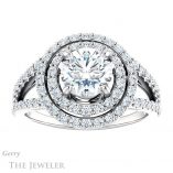 Round Cut Forever One Moissanite Engagement Ring #GTJ949-round-fo-w 1 Round Cut Forever One Moissanite Engagement Ring #GTJ949-round-fo-w