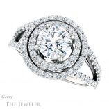 Round Cut Forever One Moissanite Engagement Ring #GTJ949-round-fo-w 5 Round Cut Forever One Moissanite Engagement Ring #GTJ949-round-fo-w